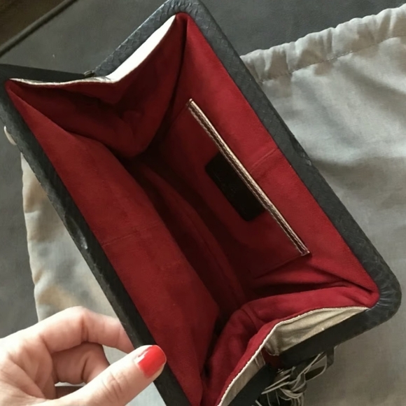 Katherine Kwei brown leather clutch authentic 8x10